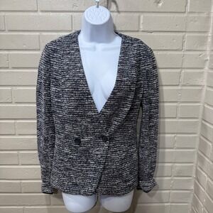 Brooks Brothers Knit Blazer Navy Textured Double Breasted Jacket 4 Preppy Office